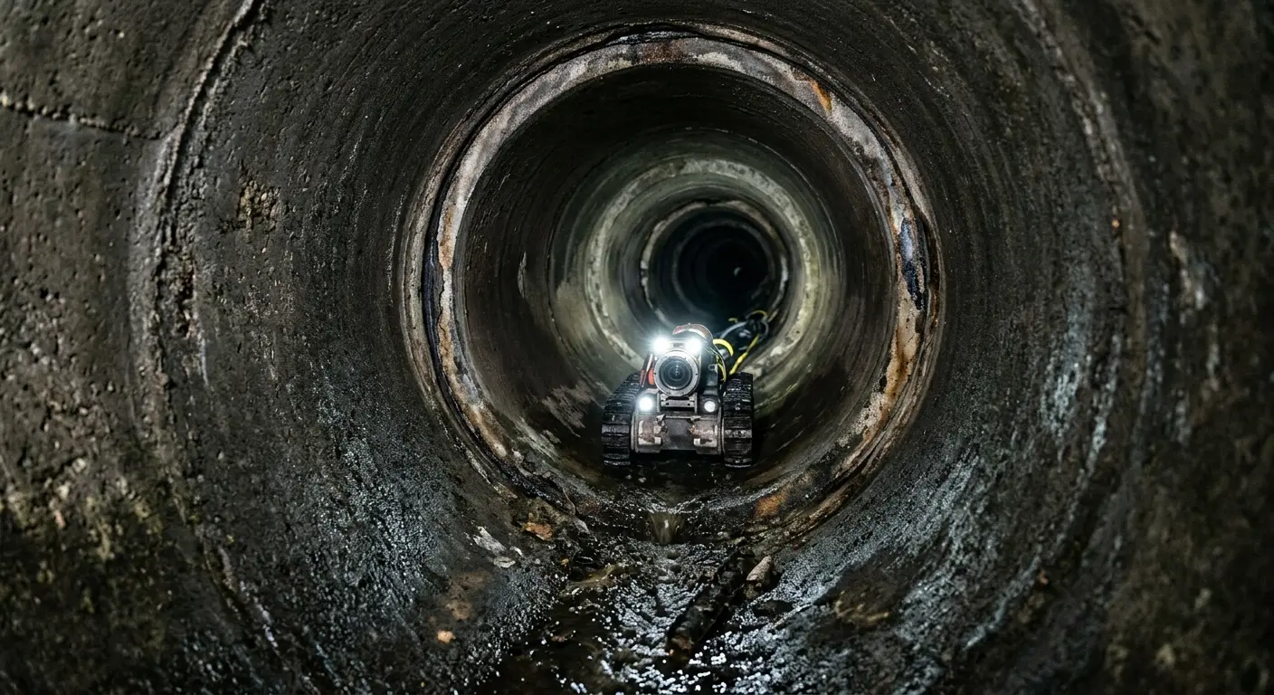Robotic sewer camera inspecting pipe interior for Sewer Line Repair in Cheverly